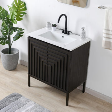 Rowan Geometric Modern Transitional 2-Shelf Bath Vanity Cabinet Only (Sink Basin Not Included)